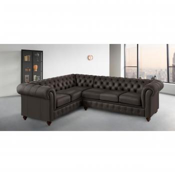 Eck-Chesterfield Sofa aus Leder – Home Affaire