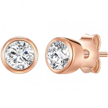 Rafaela Donata Women's White Zirconia Stud Earrings in Rose Gold