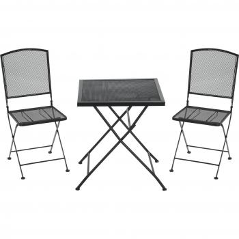 Outsunny Bistro-Set für 3 Personen mit faltbaren Stühlen und Tisch, Metall grau, ideal für Terrasse und Balkon