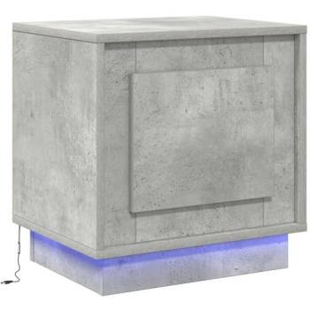 Urban Grey Concrete Nightstand with Lights