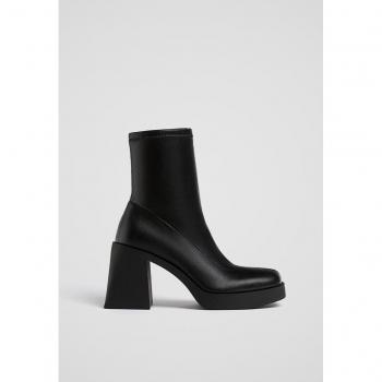 Stivaletti con tacco e plateau neri Stradivarius 39