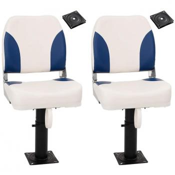VidaXL 2-Seat Portable Pedestal Boat Chair Set with 360° Turn