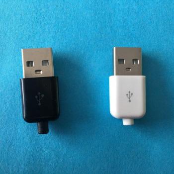 Connecteur USB 2.0 mâle blanc/noir, interface de ligne OTG