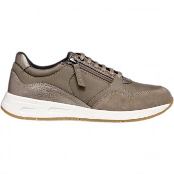Sneakers da donna Geox Bulmya, traspiranti, con cerniere e lacci, colore Dove Grey/Taupe, taglia EU 40