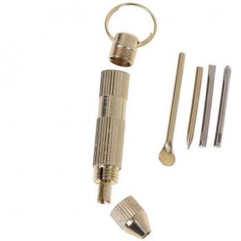 4 in 1 Mini Golden Screwdriver and Ear Pick Keychain Kit 28TC