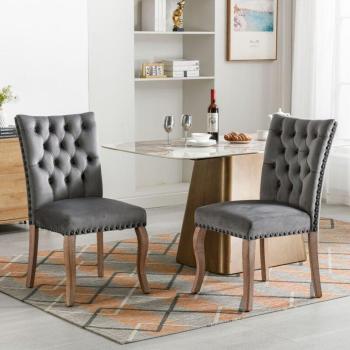 Chaise de Salle à Manger avec Garniture Tête de Clou et Velours