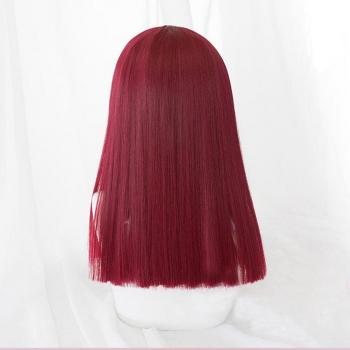 Medium Length Red Synthetic Wig with Bangs 22 Inches