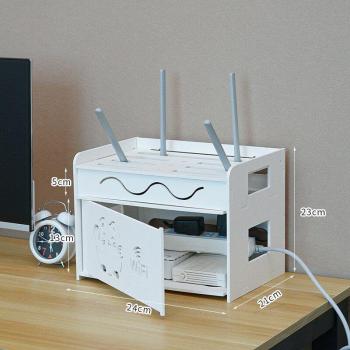 Wood-Plastic Router Shelf with Cable Organizer