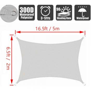 Sail d’ombrage rectangulaire gris polyester 300D – Usage extérieur multi‑surface