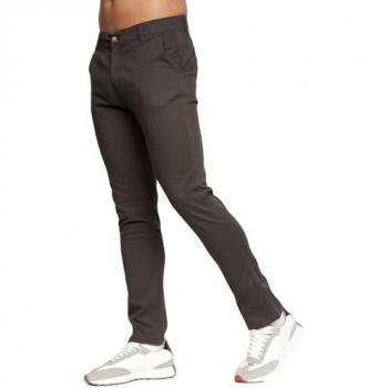 Mens Crosshatch Charcoal Slim‑Fit Chinos – W32 L30