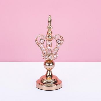 Luxury Gold Crown Crystal Candle Holders for Events