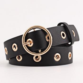 Women's Round Buckle PU Leather Waistband