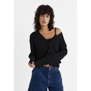 Stradivarius Strickjacke mit Knopfverschluss Schwarz M