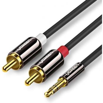 Câble Ugreen AV116 3,5 mm → RCA double, 3 mètres, finition noire