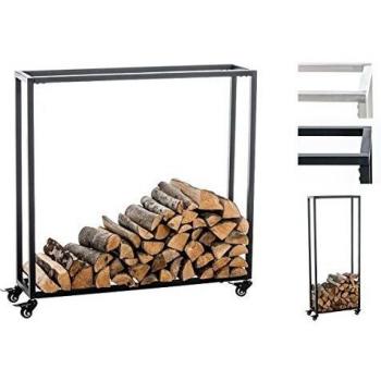 Soporte Abierto para Madera de Chimenea Hetta Negro 25x80x150 cm