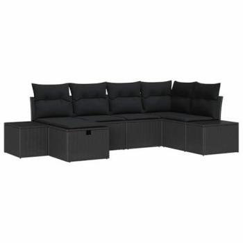 Pack canapés de jardin 6 pièces avec coussins poly rattan