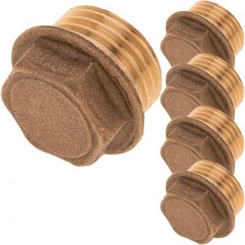 PrimeMatik Confezione 5 Tappi Maschio ½” in Ottone Zincato