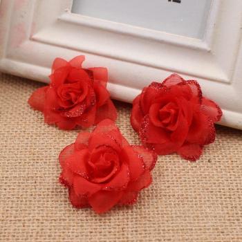Rosas de Gasa Artificial de 4,5 cm para Decoración de Bodas (10 Uds)