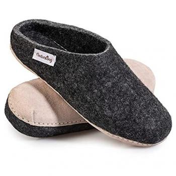 Naturling Filz-Pantoffelset Damen mit luxuriöser Ledersohle