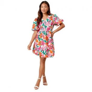 Puff Sleeve Floral Mini Dress, Women's Petite
