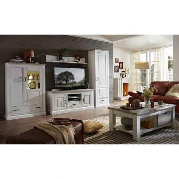 LEER-55 Lomadox Wohnzimmeranordnung in Pinie Weiß + taupe LED