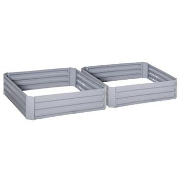 Carré potager de jardin en tôle d'acier ondulée Lot de 2 Dimensions 100x100x30 cm Gris