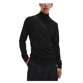 Pull col roulé en laine CALVIN KLEIN pour homme, noir, L
