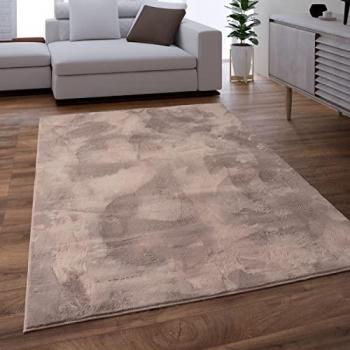 Tapis Salon Poil Long Lavable Taupe 140x200 cm