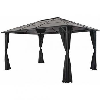 Cenador negro con cortinas de aluminio 4x3x2,6 m