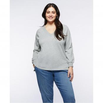 Sudadera Elegante Fiorella Rubino con Escote de Pico