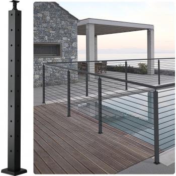 Poteau d’angle en inox pour rail terrasse – 91,4 × 5