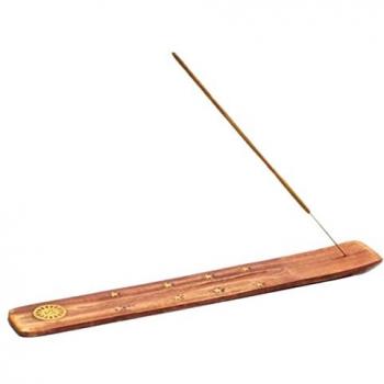 Porte-encens en bois et laiton, design soleil