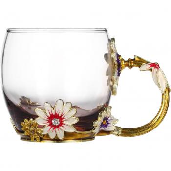 350ML Blue Rose Handle Mug with Spoon