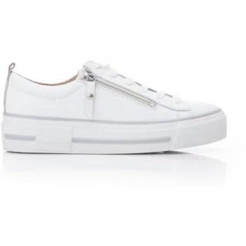 Filician Chunky White Leather Trainers with Zip Closure