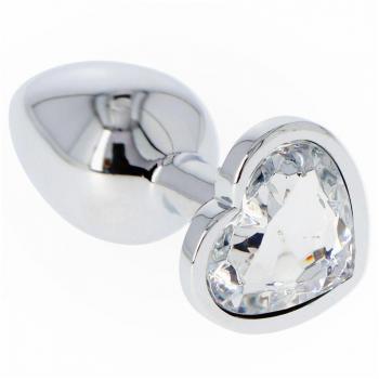 Plug anale in acciaio con cuore trasparente medium