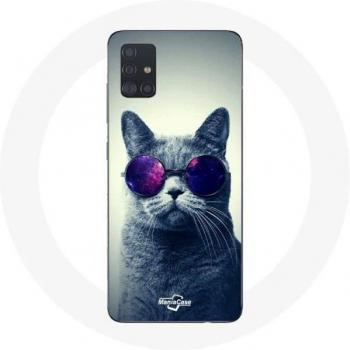 Cat Purple Glasses Style Case for Samsung Galaxy A71