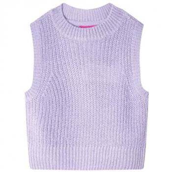 Chaleco Infantil de Punto Suéter sin Mangas Color Lila Claro 140