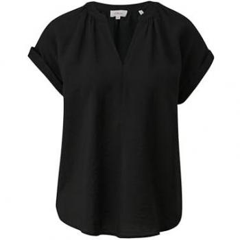 S.Oliver Damen Kurzarmbluse – schlichtes Design, schwarz, Größe 38