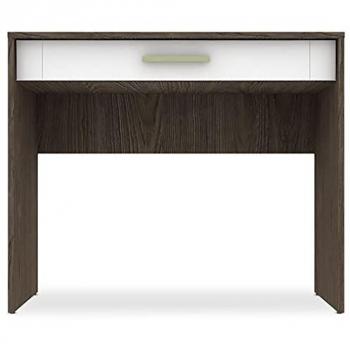 Console 1 Tiroir Chêne Foncé Et Blanc