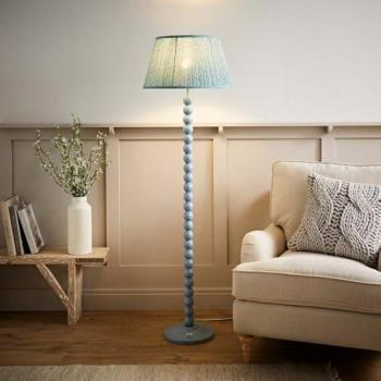Bobbin Bobbles Light Fixture – Leaf Pleat Taper Shade, Pale Blue