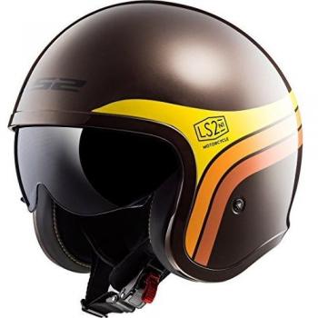 Spitfire Sunrise Casque Moto LS2 XXL – Marron, Orange et Jaune