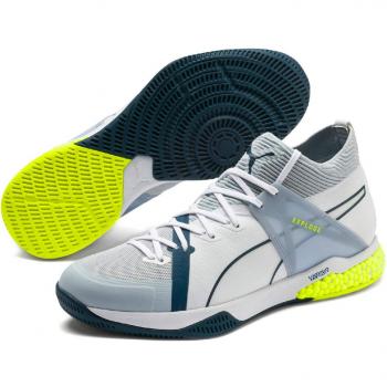 Puma Explode XT Hybrid 1 Futsalschuhe Unisex-Erwachsene, Weiß (Puma White Grey Dawn-Safety Yellow-Gibraltar Sea 01), 11 (46 EU) EU