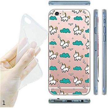 FunnyJay Delgado lindo unicornio vuelo nube dulces sandía fruta torta trébol de cuatro hojas suave funda (iPhone 6 Plus)
