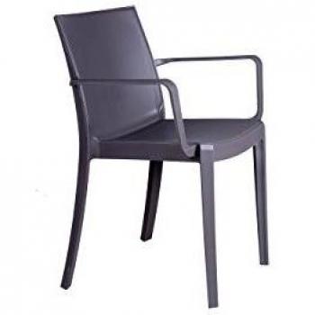 Sedia Victoria con Braccioli, Tortora, Design Moderno per Interno ed Esterno