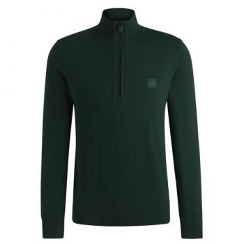 Pull de Sport BOSS Vert Foncé Kanobix Semi‑Zip
