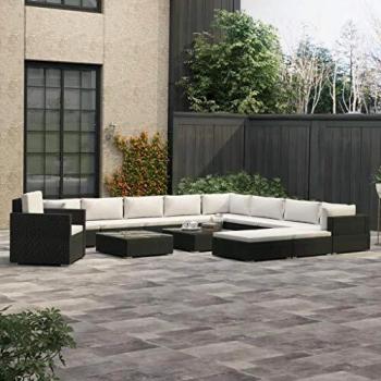VidaXL Garten-Lounge-Set aus hochwertigem Poly Rattan in elegantem Schwarz