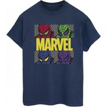 Top femminile in cotone pop art Spider‑Man, silhouette boyfriend
