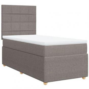 Base de lit taupe 100 × 200 cm, sommier à lattes, tissu inclus