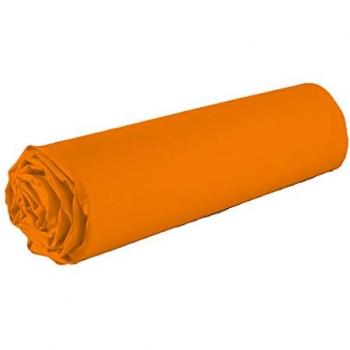 Drap housse en coton 57 fils orange 160x200 cm