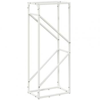 White Steel Firewood Rack 40x25x100 cm